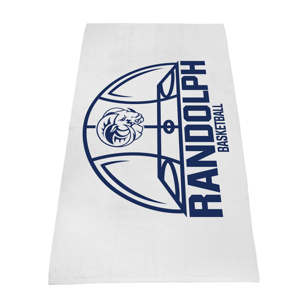 white beach towels,  silkscreen imprint, 