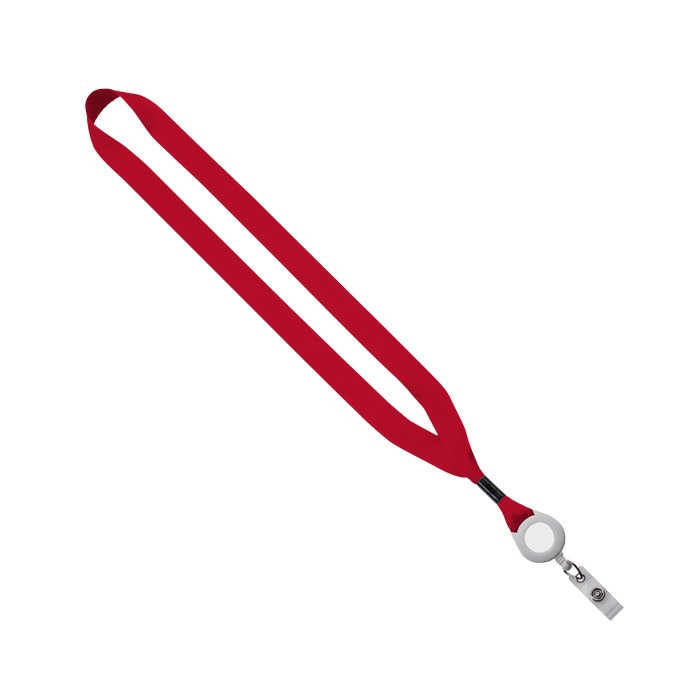 Red/White 3/4" Lanyard with Retractable Badge Reel