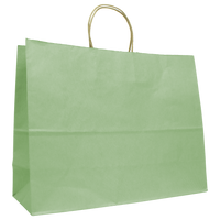 Sage Extra Wide Matte Color Kraft Shopper Bag Thumb