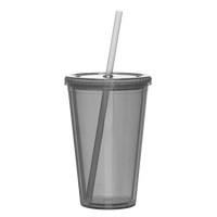 Graphite Double Wall Tumbler with Straw Thumb