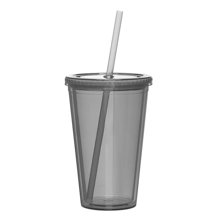 Graphite Double Wall Tumbler with Straw
