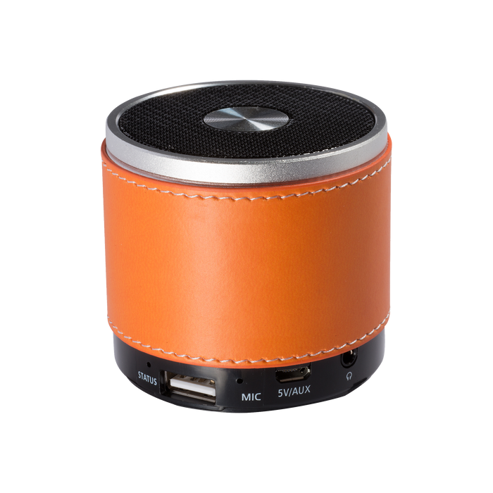 Orange Tuscany™ Faux Leather Wireless Speaker
