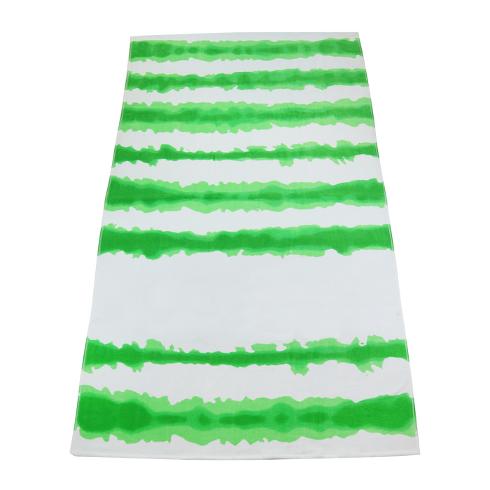 Lime Green Tie-Dye Striped Beach Towel