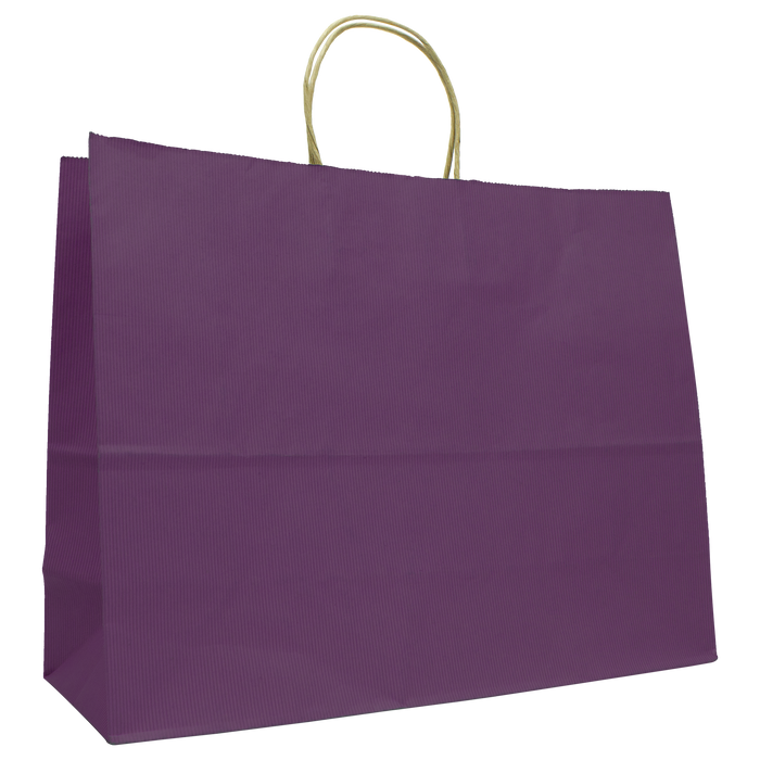 Purple Extra Wide Matte Color Kraft Shopper Bag