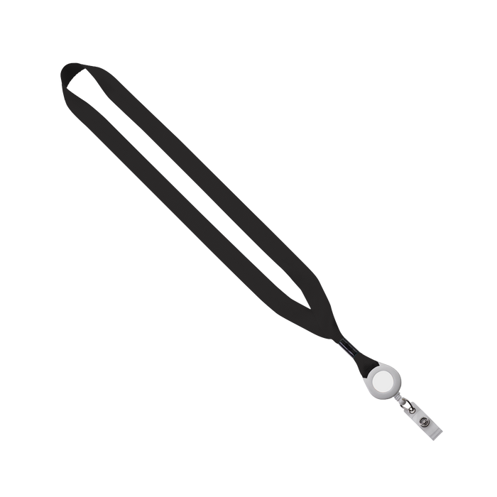 Black/White 3/4" Lanyard with Retractable Badge Reel