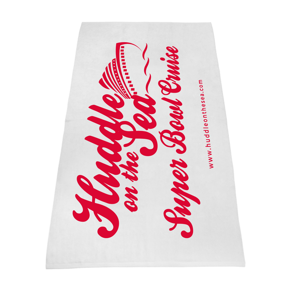 silkscreen imprint,  white beach towels, 