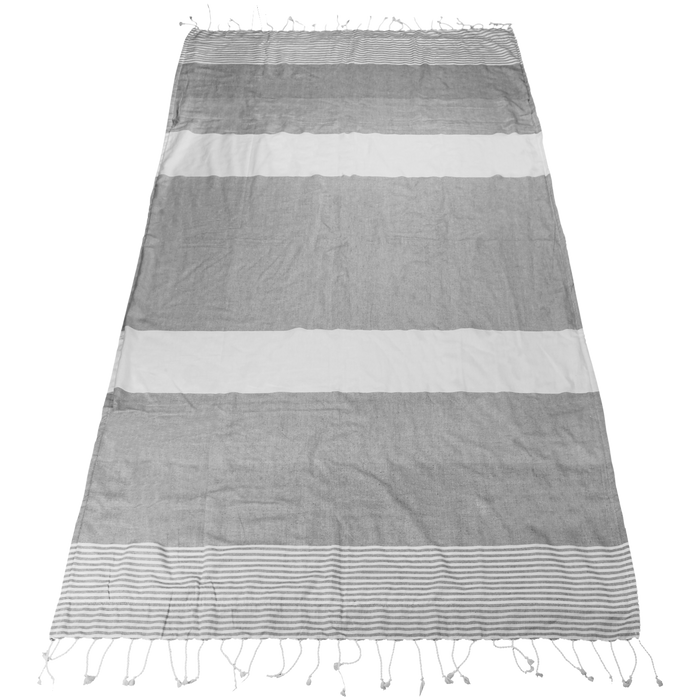 Grey Santorini Fringe Beach Towel