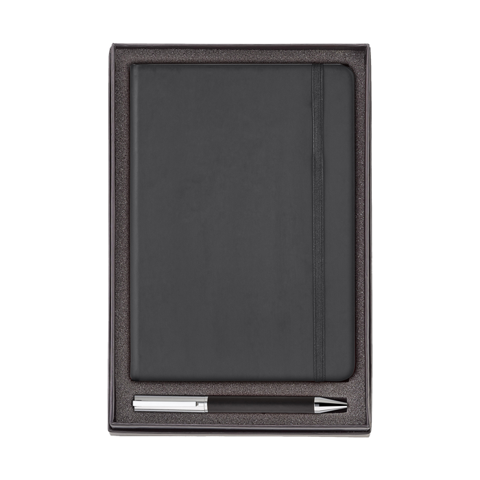 Black Hard Cover Journal and Ballpoint Pen Gift Set