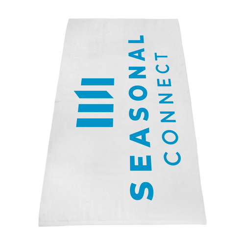 Seasonal Connect / Budget White Beach Towel / Silkscreen Imprint