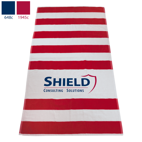 striped beach towels,  best selling towels,  silkscreen imprint, 