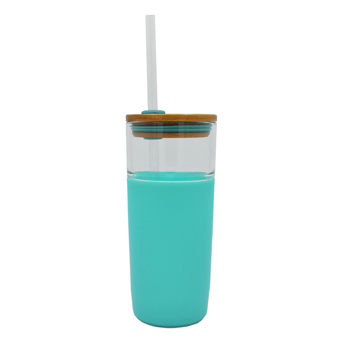 Mint Glass Tumbler with Straw