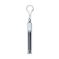 White Reusable Stainless Steel Straw Keychain Thumb