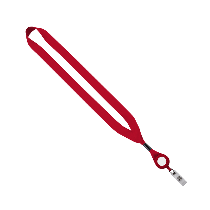 Red/Red 3/4" Lanyard with Retractable Badge Reel