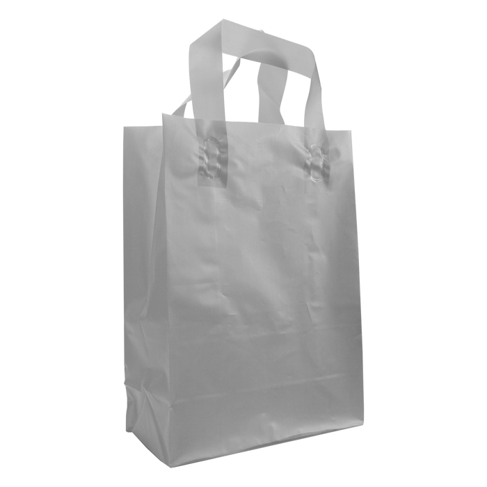 Silver Medium Frosted Plastic Shopper