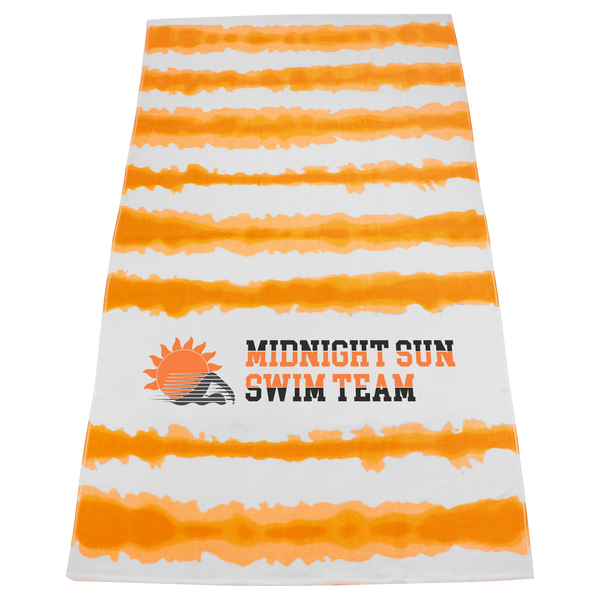 striped beach towels,  silkscreen imprint, 