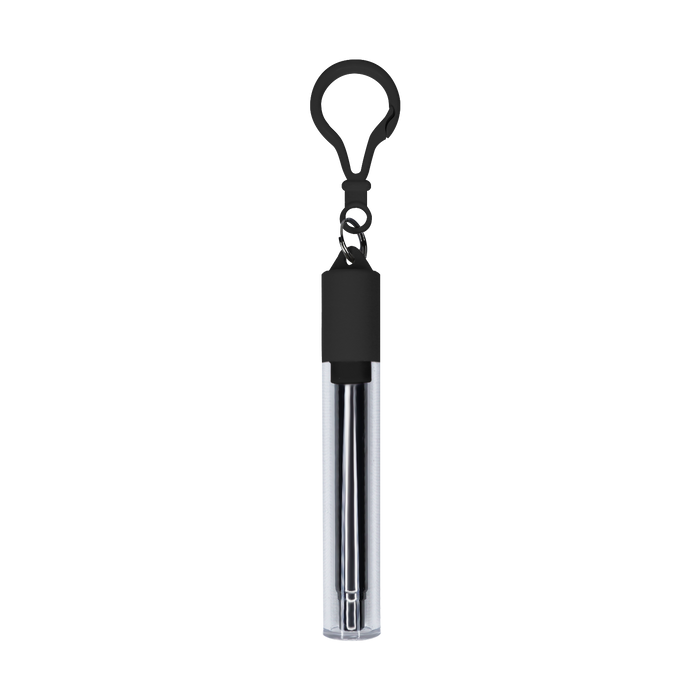 Black Reusable Stainless Steel Straw Keychain