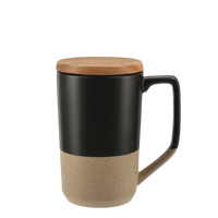 Black Ceramic Mug with Wood Lid Thumb