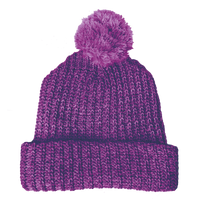 Purple Knit Pom Beanie Thumb