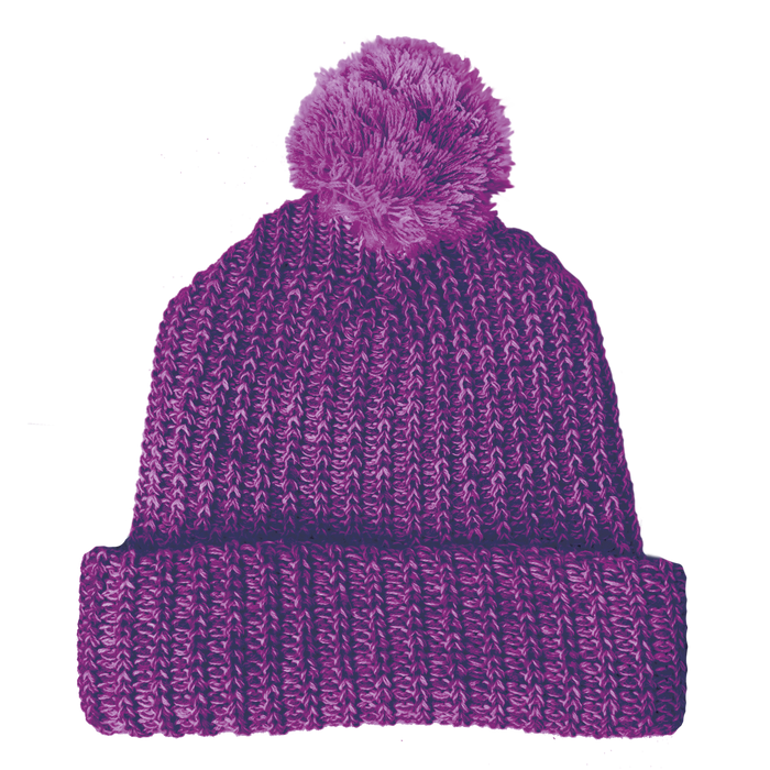 Purple Knit Pom Beanie