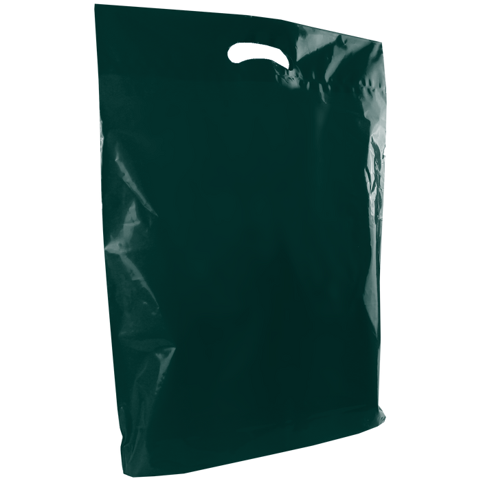 Hunter Green Large Recyclable Die Cut Plastic Bag