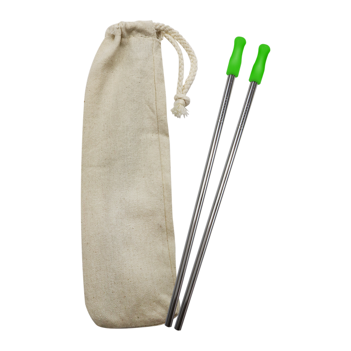 Lime Green Reusable Stainless Straw Kit with Pouch