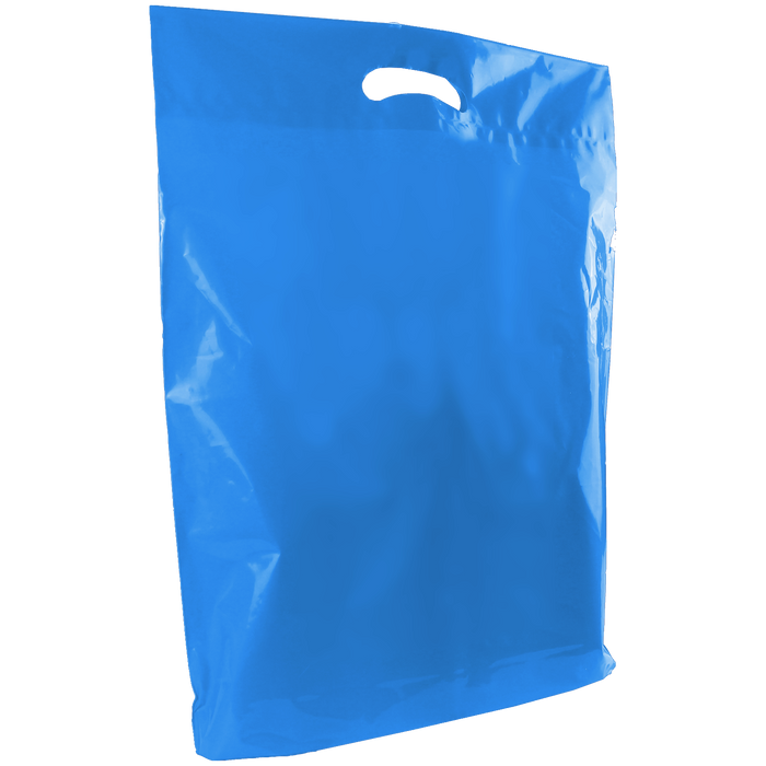 Blue Large Recyclable Die Cut Plastic Bag