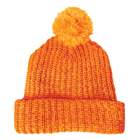 Orange Knit Pom Beanie Thumb