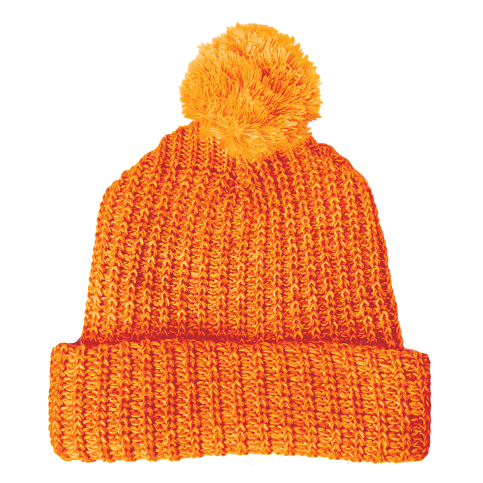 Orange Knit Pom Beanie