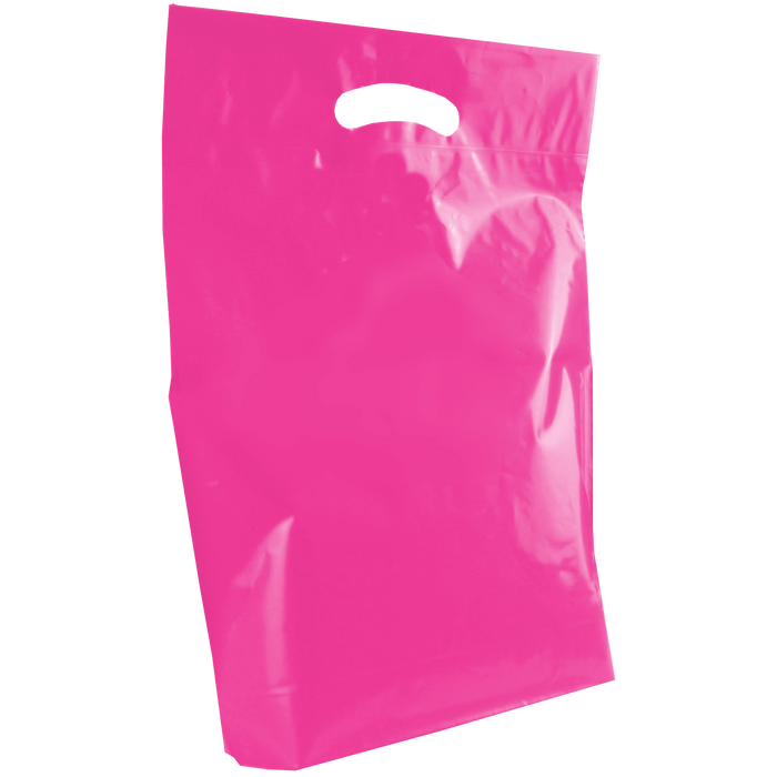 Pink Medium Recyclable Die Cut Plastic Bag