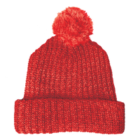 Red Knit Pom Beanie Thumb