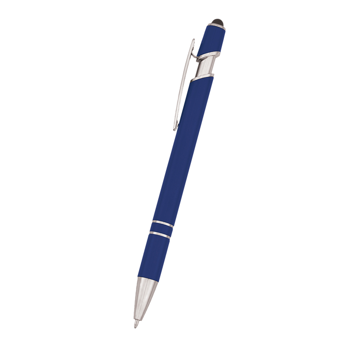 Navy Retractable Ball Point Pen with Stylus