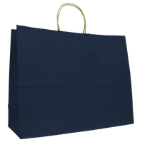 Navy Blue Extra Wide Matte Color Kraft Shopper Bag Thumb