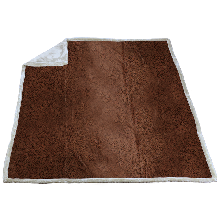 Rustic Faux Leather Throw / Embroidered Blankets, Laser Patch Blankets