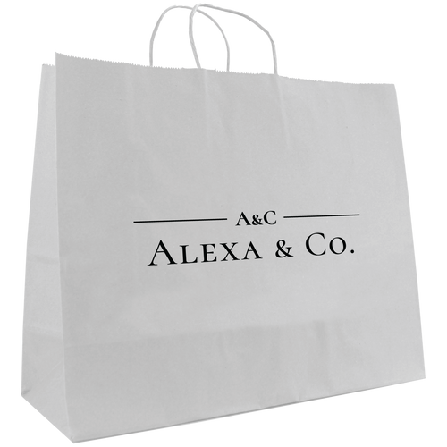 Alexa and Co. / Extra Wide White Paper Shopper Bag / Paper Bags