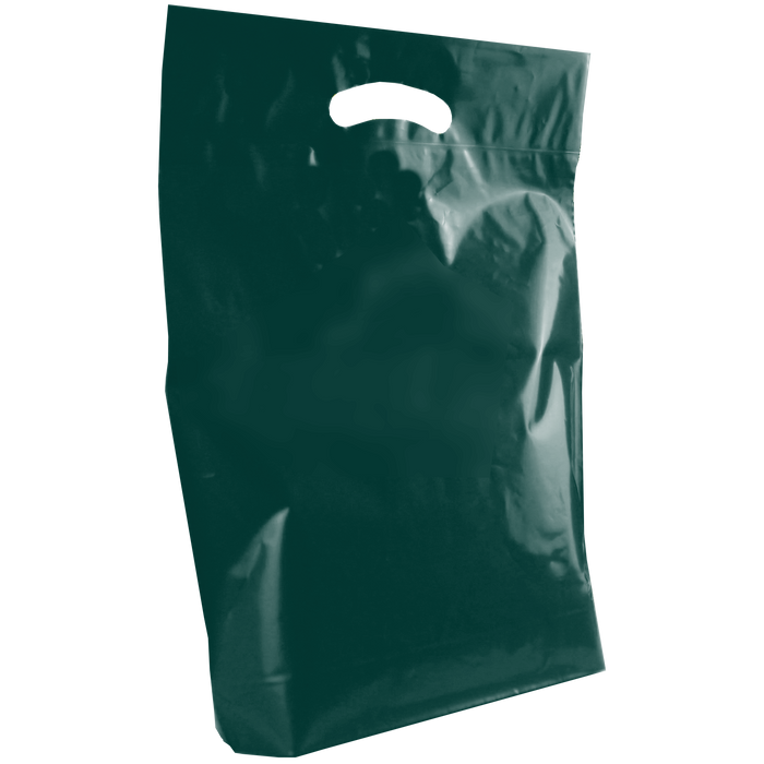 Hunter Green Medium Recyclable Die Cut Plastic Bag