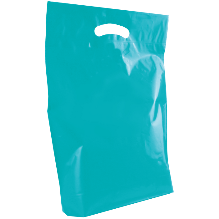 Teal Medium Recyclable Die Cut Plastic Bag