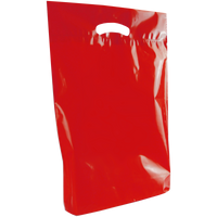 Red Medium Eco-Friendly Die Cut Plastic Bag Thumb