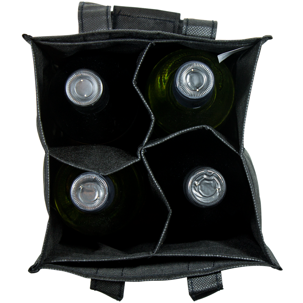 4 Bottle Wine Carrier Bag (Checkered/Black, 4 bottle)