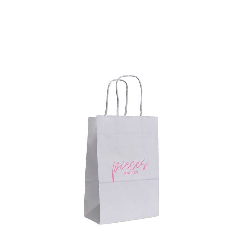 Pieces Boutique / Mini White Paper Shopper Bag / Paper Bags