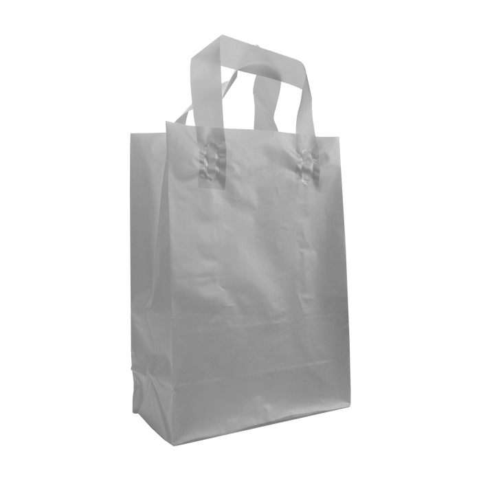 Silver Small Frosted Plastic Shopper