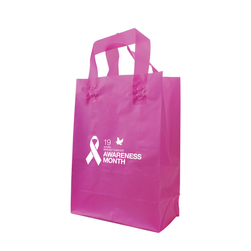 Small Frosted Plastic Shopper / Breast Cancer Awareness Bags and Plastic Bags / Holden Bags