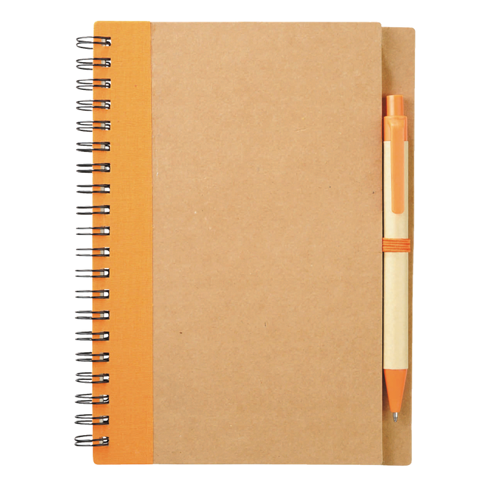Orange Eco-Friendly Spiral Notebook with Pen