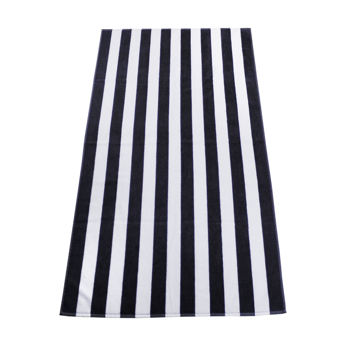 Black Latitude Striped Beach Towel