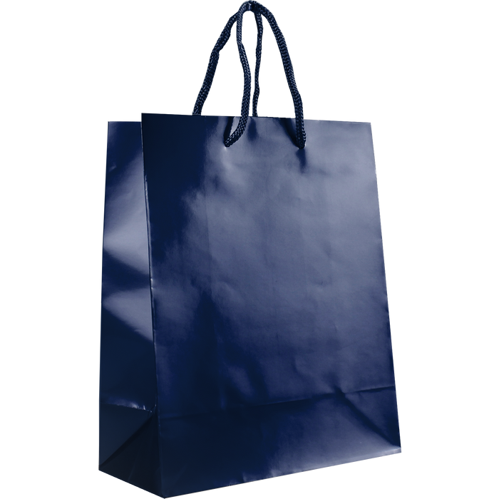 Navy Blue Small Glossy Shopper Bag