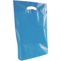 Blue Medium Eco-Friendly Die Cut Plastic Bag Thumb