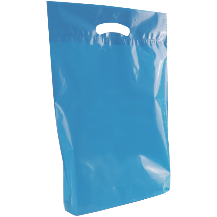 Blue Medium Eco-Friendly Die Cut Plastic Bag