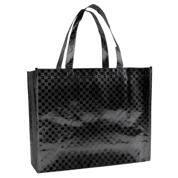 Metallic Black DISCONTINUED-Metallic Designer Laminated Tote