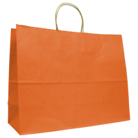 Orange Extra Wide Matte Color Kraft Shopper Bag Thumb