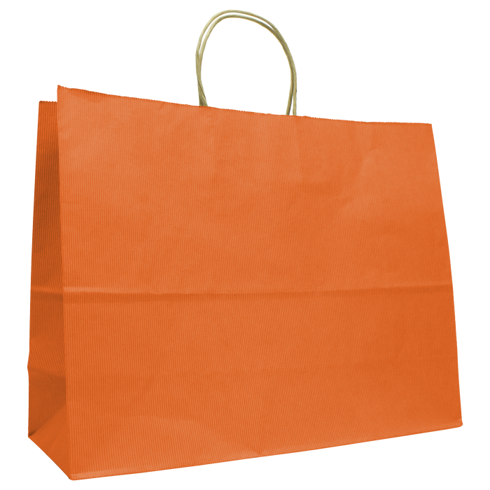 Orange Extra Wide Matte Color Kraft Shopper Bag