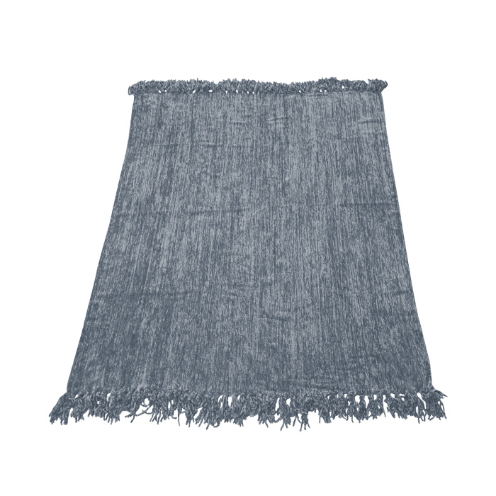 Pewter Gray Tasseled Chenille Throw Blanket